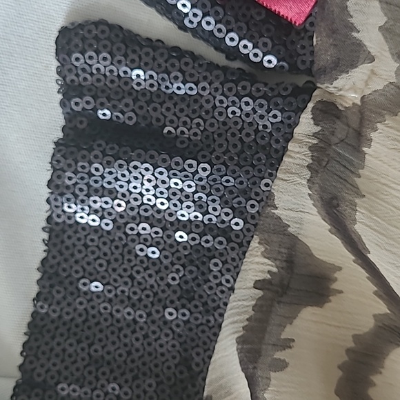 EUC Rachel Kate Women’s Sequin collar short sleeve stripped wave pattern Dress - Picture 10 of 11